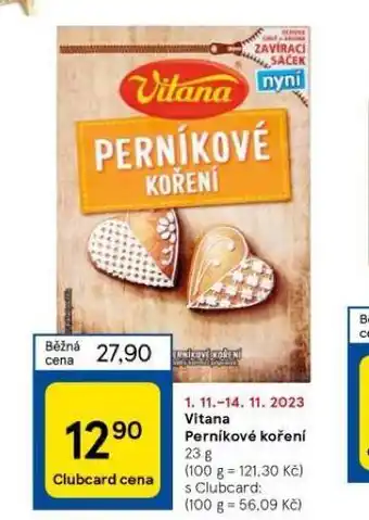 Tesco Vitana perníkové koření nabídka