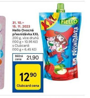Tesco Hello ovocná přesnídávka xxl nabídka
