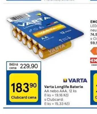 Tesco Varta long life baterie nabídka