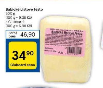 Tesco Babické listové těsto nabídka