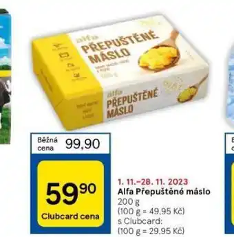 Tesco Alfa přepuštěné máslo nabídka