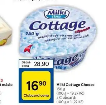Tesco Milki cottage cheese nabídka