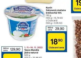 Tesco Kunín zakysaná smetana krémovitá 15% nabídka