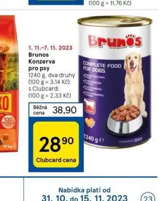 Tesco Brunos konzerva pro psy nabídka