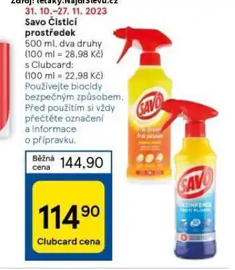 Tesco Savo čistící prostředek nabídka