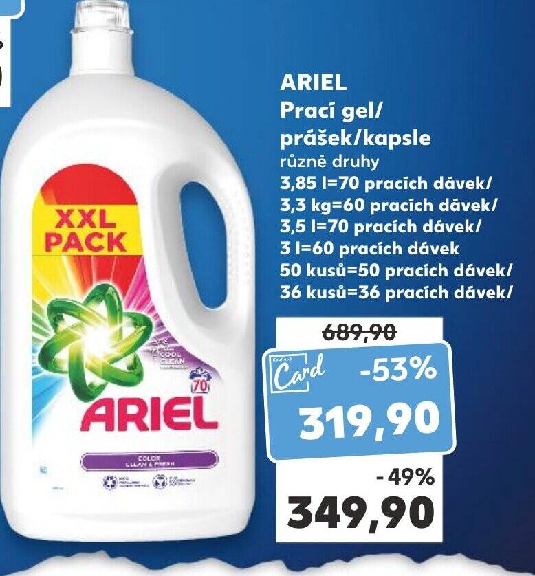 Kaufland ARIEL Prací gel/ prášek/kapsle nabídka