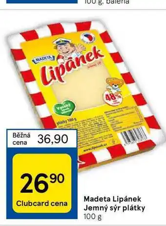Tesco Madeta lipánek jemný sýr plátky 100 g nabídka