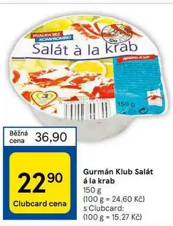 Tesco Gurmán klub salát á la krab 150 g nabídka