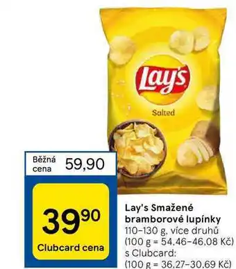 Tesco Lay's smažené bramborové lupínky 110-130 g nabídka