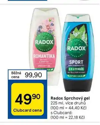 Tesco Radox sprchový gel 225 ml nabídka