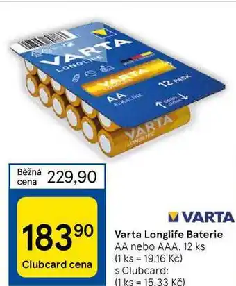 Tesco Varta longlife baterie aa nebo aaa, 12 ks nabídka
