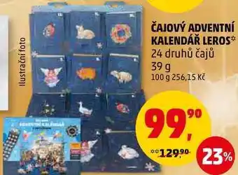 Penny Market Čajový adventní kalendář leros 24 druhů čajů, 39 g nabídka