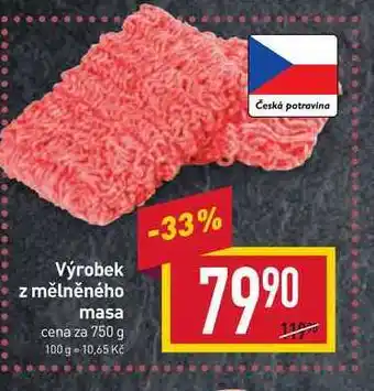 Billa Výrobek z mělněného masa cena za 750 g nabídka