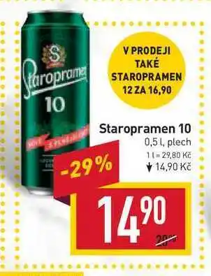 Billa Staropramen 10, 0,5l, plech nabídka