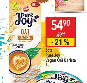 Globus Zott Pure Joy Vegan Oat Barista nabídka