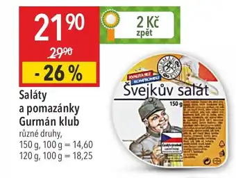 Globus Saláty a pomazánky Gurmán klub nabídka