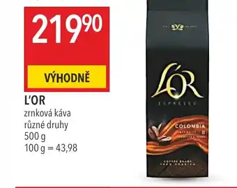 Globus L'OR zrnková káva nabídka