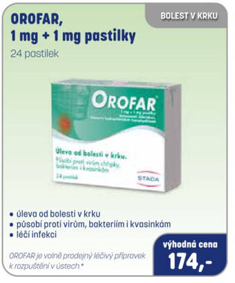 PharmaPoint OROFAR, 1 mg + 1 mg pastilky nabídka