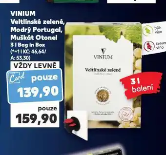 Kaufland Vinium veltínské zelené nabídka