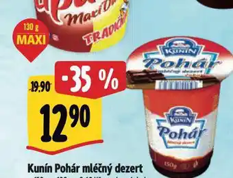 Albert Kunín pohár mléčný dezert nabídka