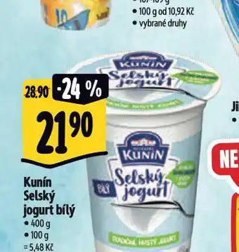 Albert Kunín selský jogurt nabídka