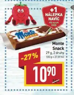 Billa Monte snack nabídka