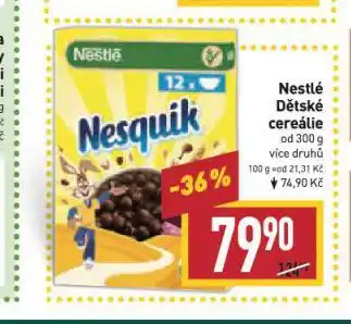 Billa Nestlé dětské cereálie nabídka