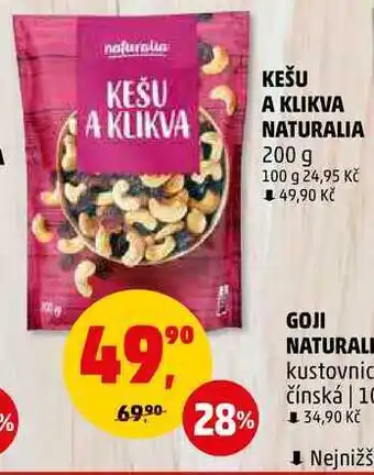 Penny Market Kešu a klikva naturalia, 200 g nabídka