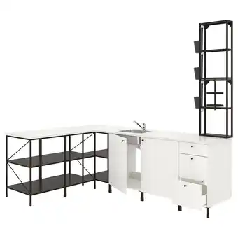 IKEA Enhet rohová kuchyně, antracit/bílá nabídka