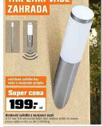 Venkovní svítidlo z nerezové oceli