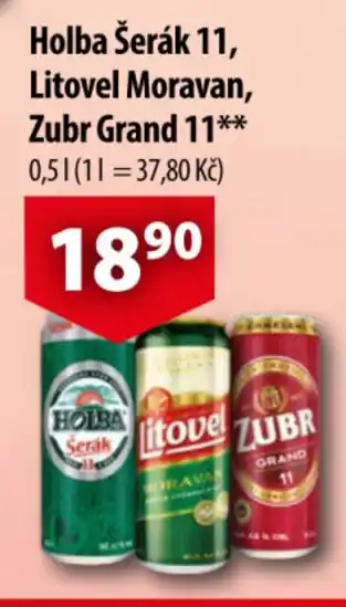 CBA Holba Šerák 11, Litovel Moravan, Zubr Grand 11 nabídka