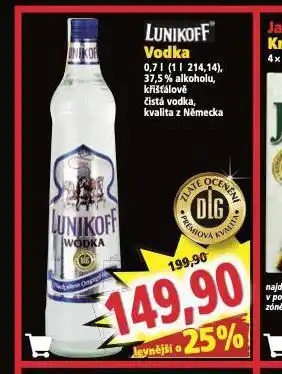 Norma Lunikof vodka nabídka