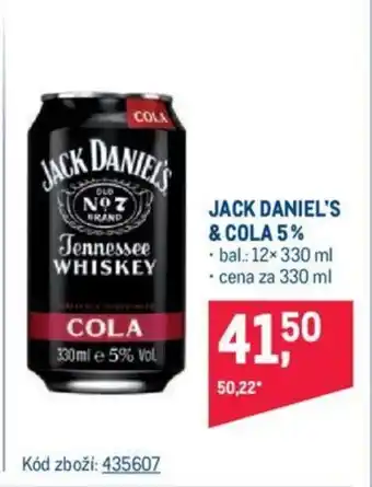 Makro JACK DANIEL'S & COLA 5% nabídka