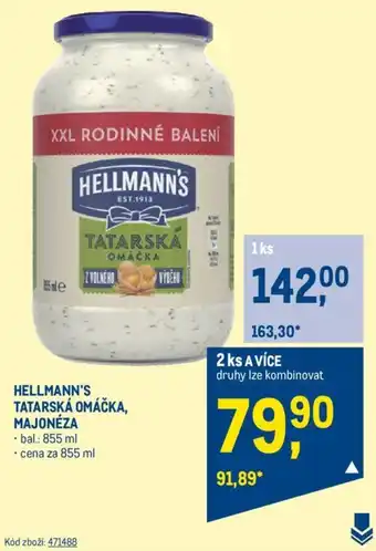 Makro HELLMANN'S TATARSKÁ OMÁČKA, MAJONÉZA nabídka