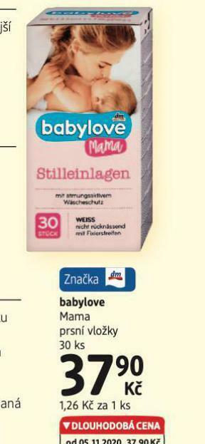 dm drogerie Babylove mama prsní vložky nabídka