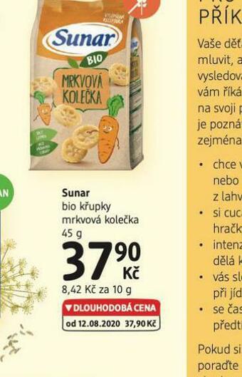 dm drogerie Sunar bio křupky nabídka