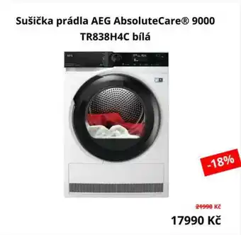 Datart Sušička prádla AEG AbsoluteCare® 9000 TR838H4C bílá nabídka