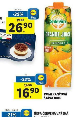 Lidl Pomerančová šťáva nabídka