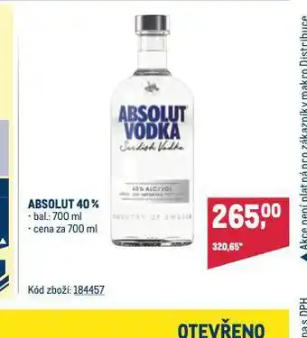 Makro Absolut vodka nabídka