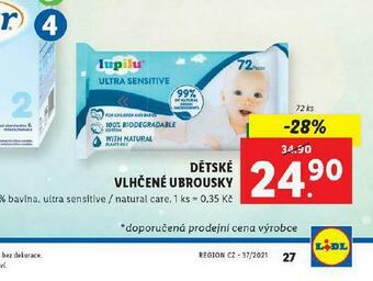 Lidl Dětské vlhčené ubrousky nabídka