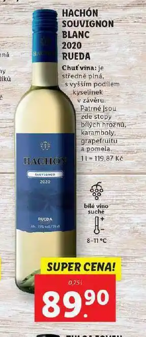 Lidl Hachón souvignon blanc 2020 rueda nabídka