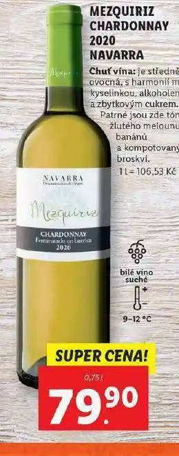 Lidl Mezquriz chardonnay 2020 navarra nabídka