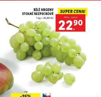 Lidl Bílé hrozny stolní bezpeckové nabídka