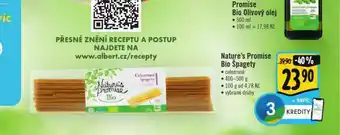 Albert Nature´s promise bio špagety nabídka