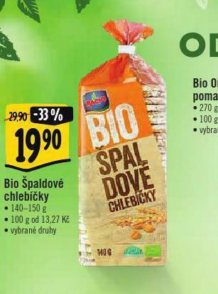 Albert Bio špaldové chlebíčky nabídka