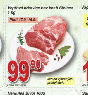 Lidl Vepřová krkovice bez kosti nabídka