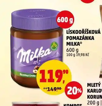 Penny Market Milka lískooříšková pomazánka nabídka