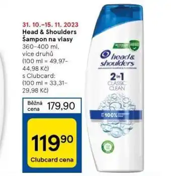 Tesco Head&shoulders šampon nabídka