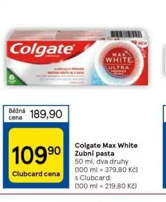 Tesco Colgate max white zubní pasta nabídka
