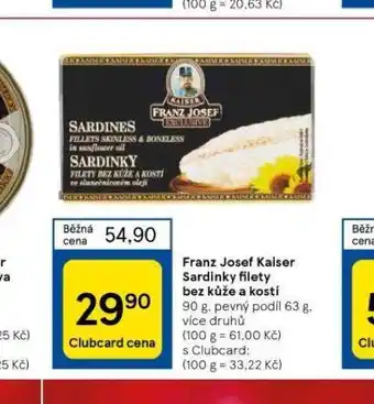 Tesco Franz josef kaiser sardinky filety bez kůže a kostí nabídka
